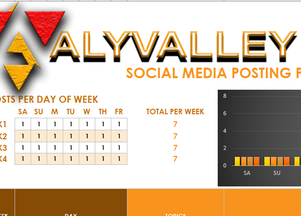 AlyValley Social Media Posting Plan with Dashboard Pro